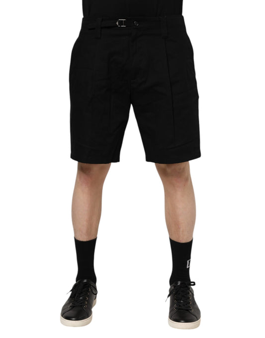 Dolce & Gabbana Schwarze knielange Herren Bermudashorts aus Baumwolle