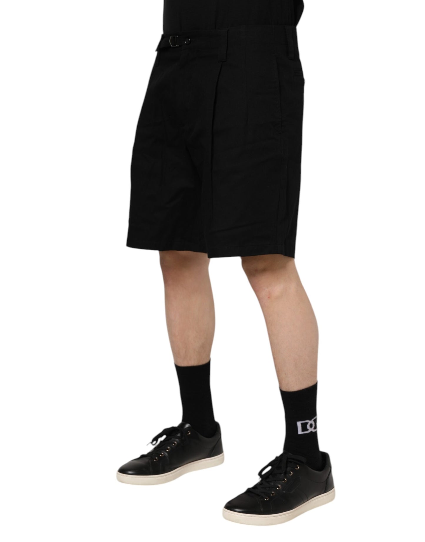 Dolce & Gabbana Schwarze knielange Herren Bermudashorts aus Baumwolle