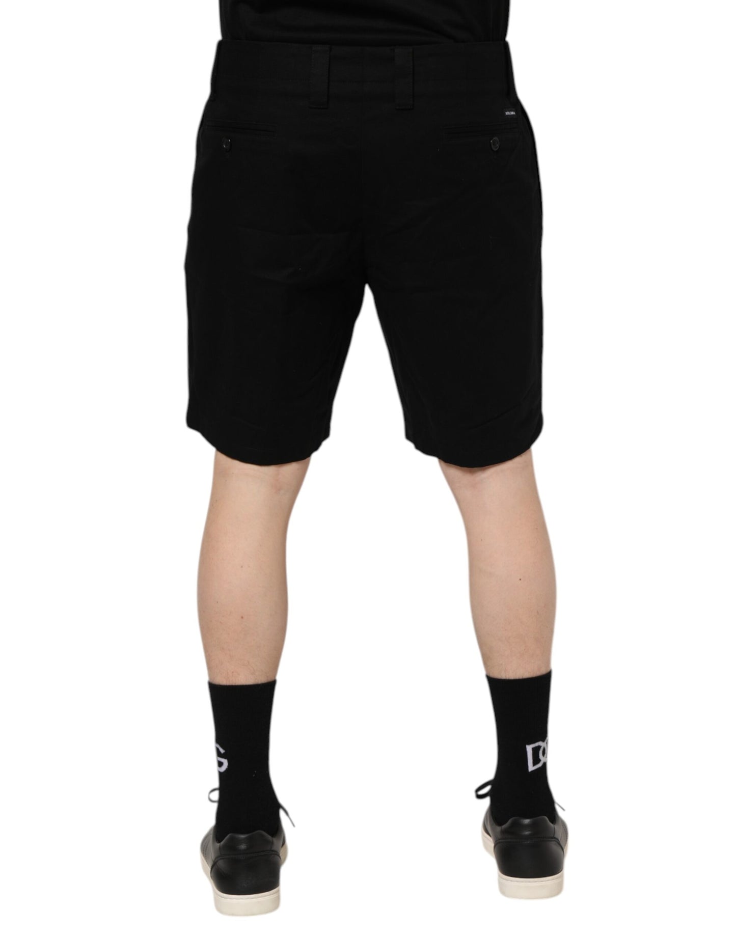 Dolce & Gabbana Schwarze knielange Herren Bermudashorts aus Baumwolle