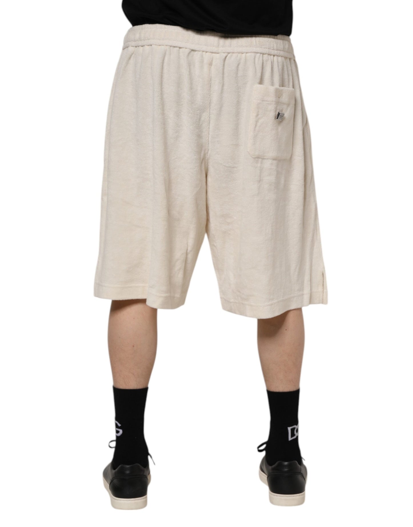 Dolce & Gabbana Elfenbeinfarbene Baumwolle Herren Bermuda Sweatshorts Shorts