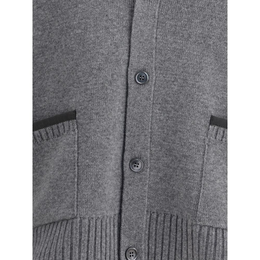 Thom Browne Grauer Merino-Wollcardigan