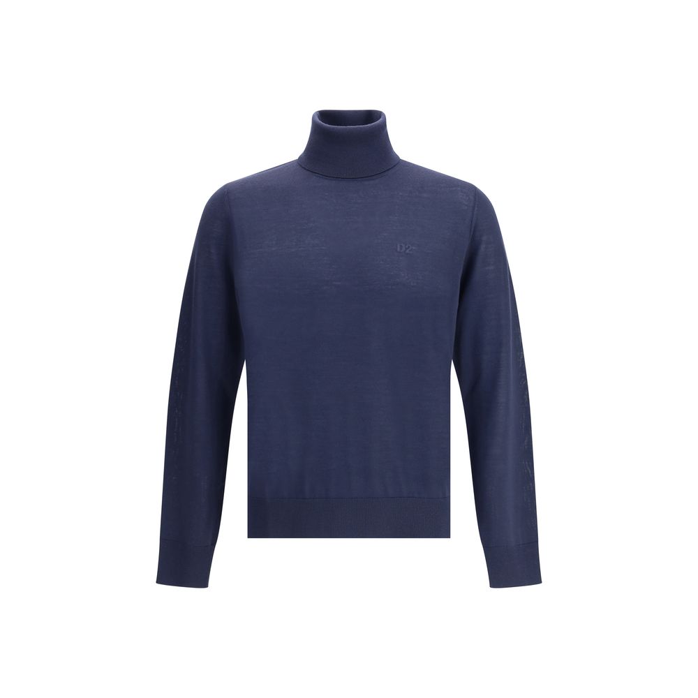 Dsquared² Blauer Rollkragenpullover aus Wolle