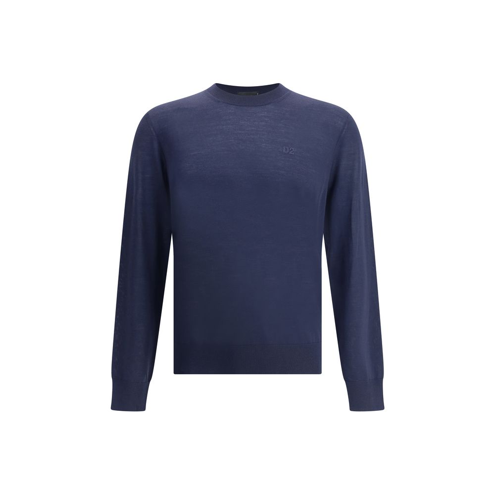 Dsquared² Blauer Fleece-Wollpullover