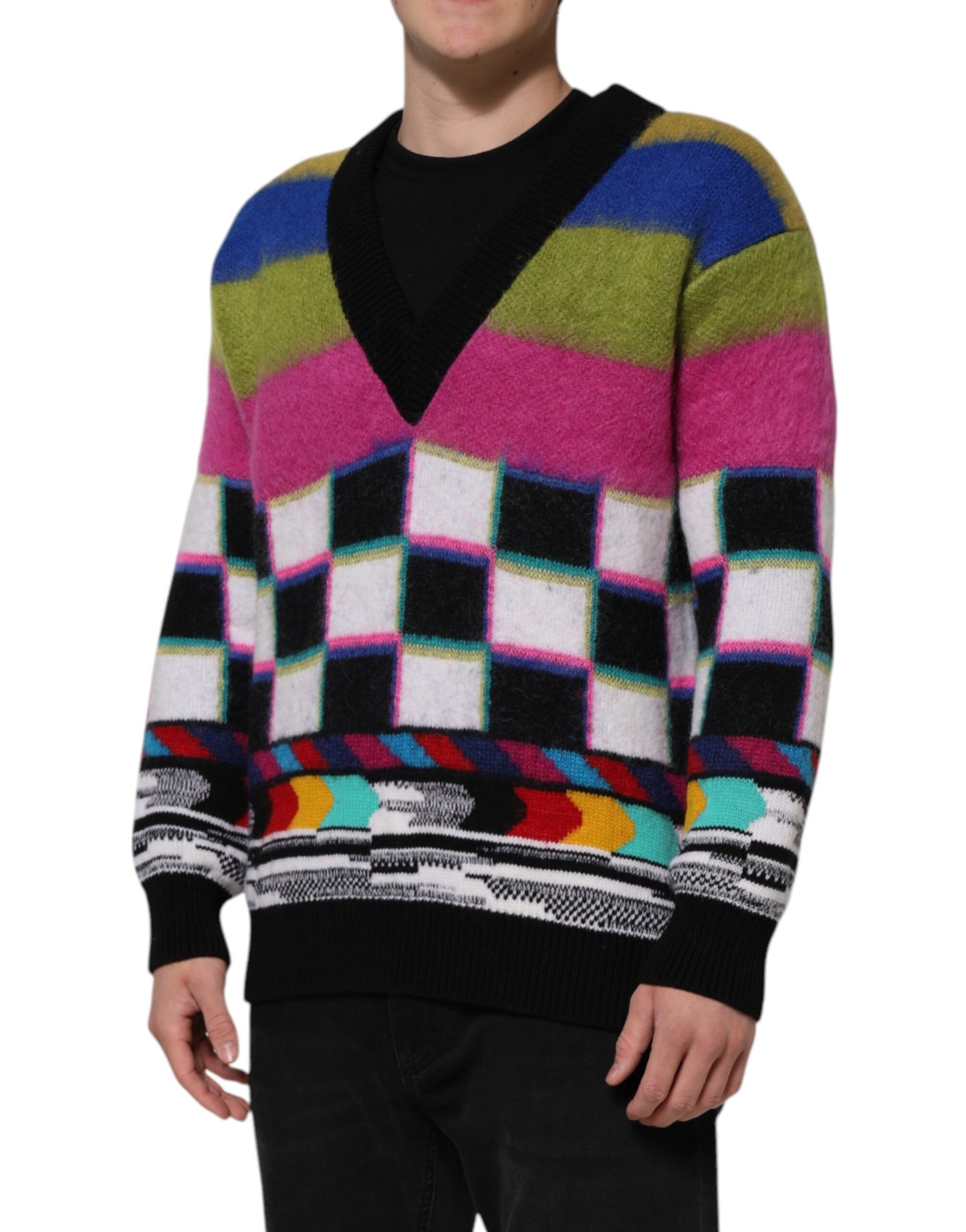 Dolce & Gabbana Multicolor Glitch Design Pullover Pullover