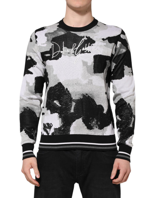 Dolce & Gabbana Mehrfarbiger Pullover aus Seide mit Camouflagemuster