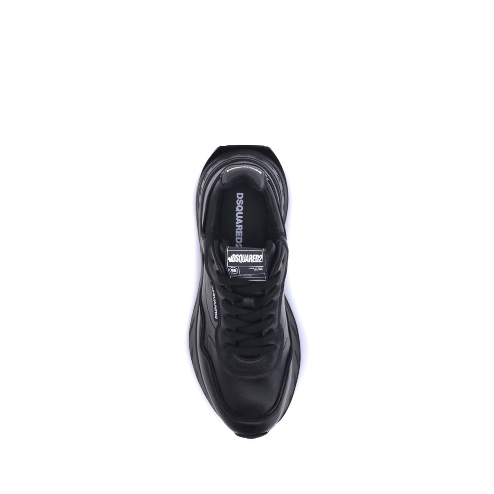 Dsquared² Schwarze Sneaker aus Kalbsleder Bos Taurus