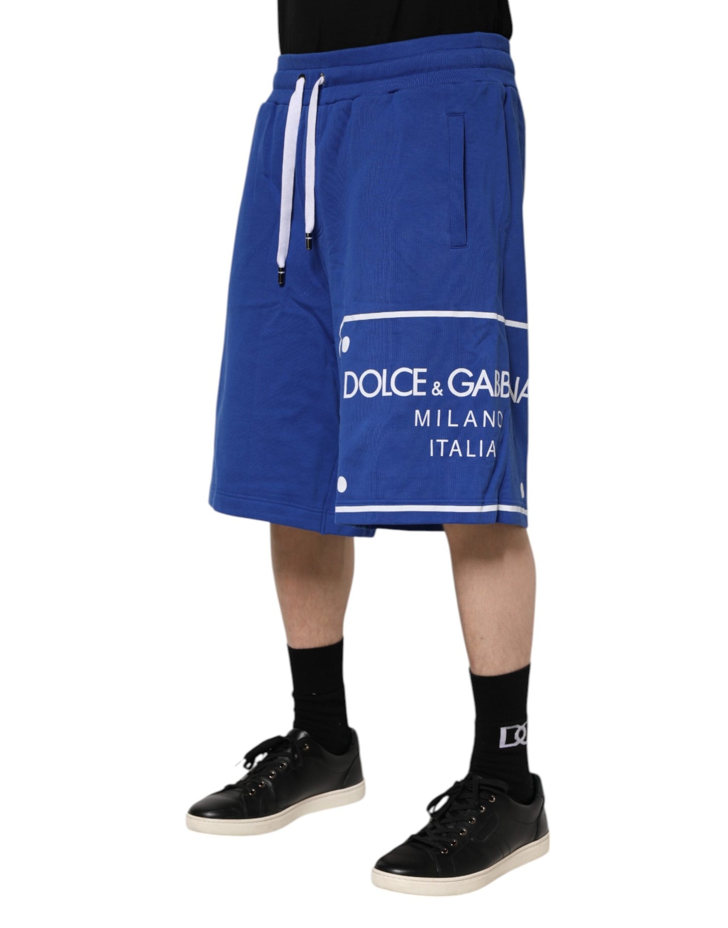 Dolce & Gabbana Blaue Logo-Baumwoll-Bermudas Sweatshorts Shorts