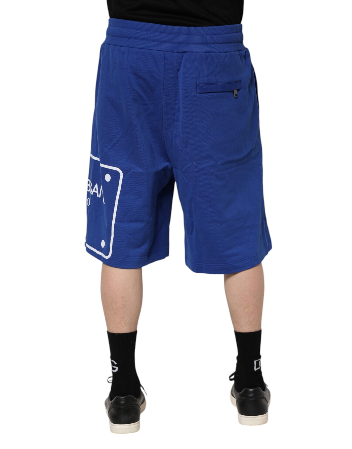 Dolce & Gabbana Blaue Logo-Baumwoll-Bermudas Sweatshorts Shorts