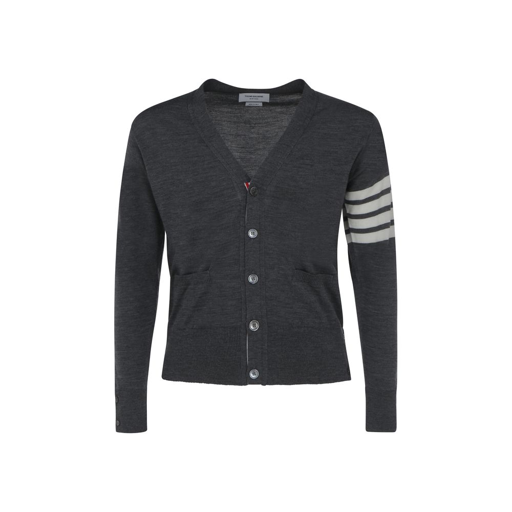 Thom Browne Graue Fleece-Wolljacke
