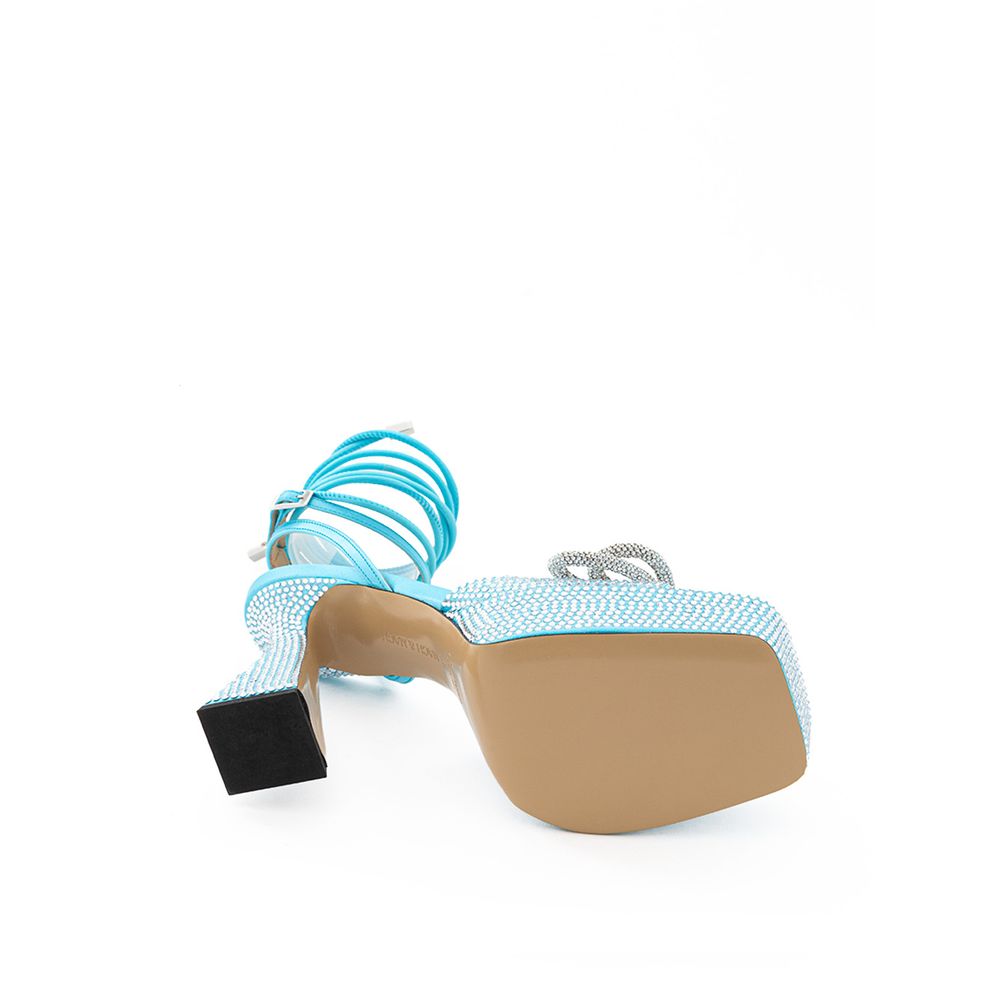 MACH & MACH Blaue Leder-Plateau-Sandalen