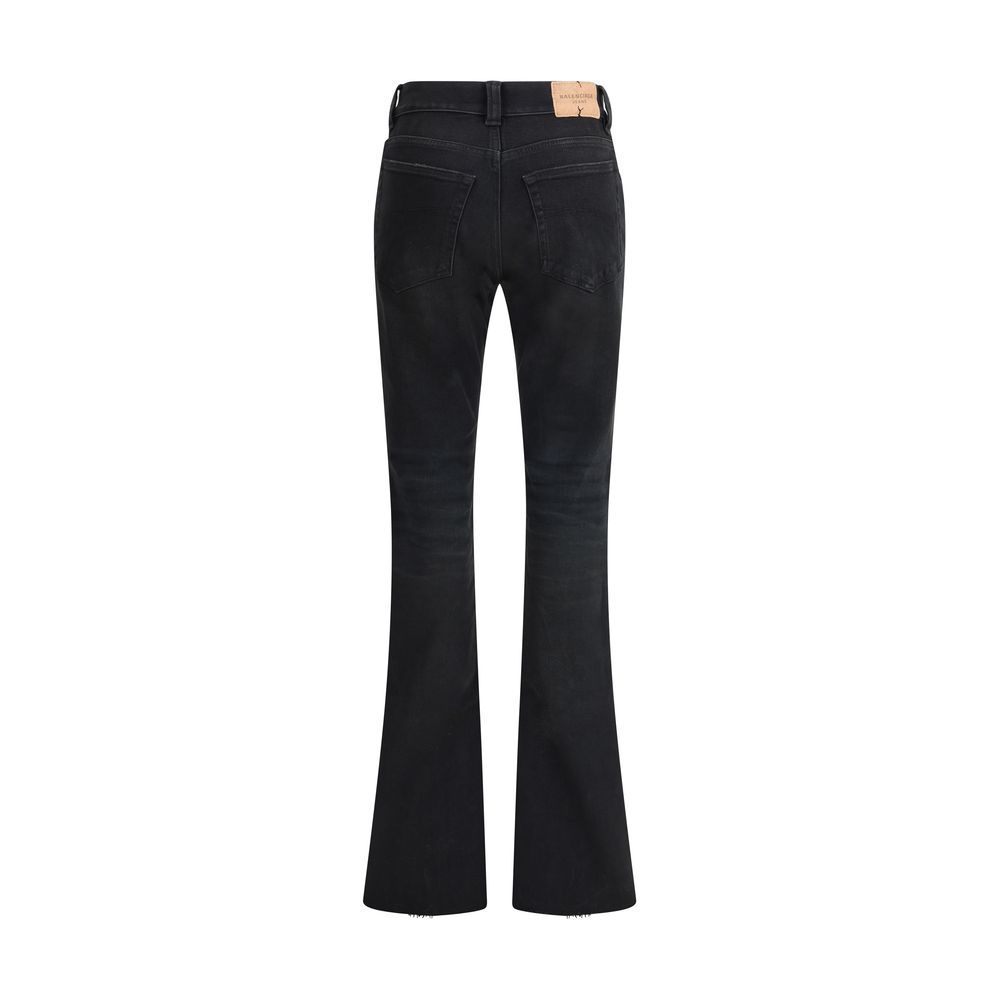 Balenciaga Schwarze Baumwoll-Bootcut-Jeans