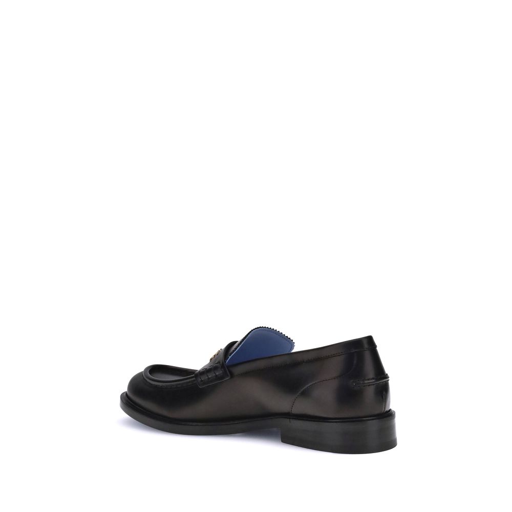 Versace Schwarze Kalbsleder Bos Taurus Slip-On Loafer