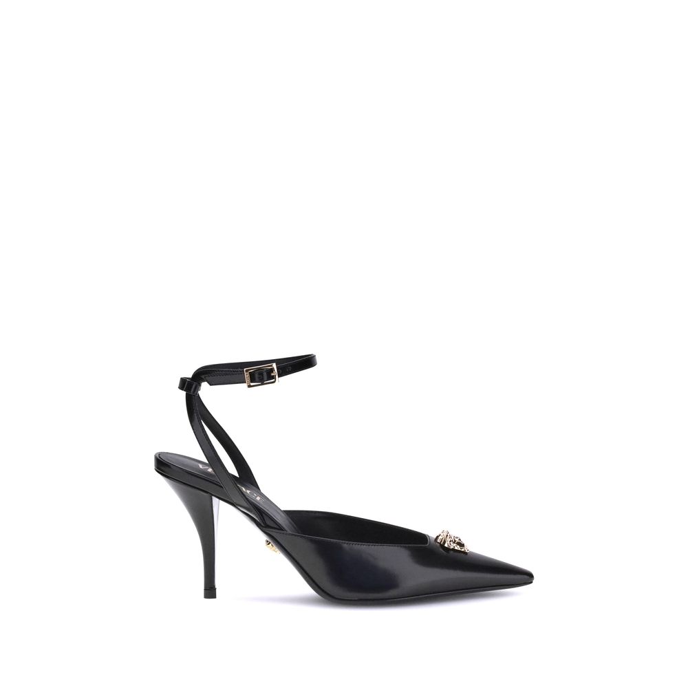 Versace Schwarze Kalbsleder Bos Taurus High Heels