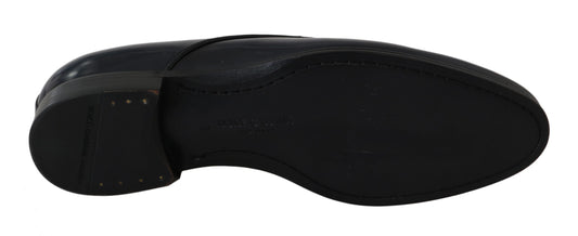 Dolce & Gabbana Blau Leder Kleid Derby Formale Herrenschuhe