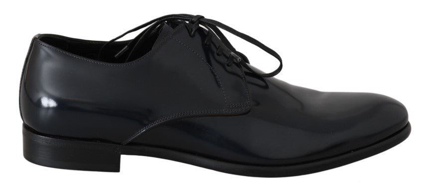 Dolce & Gabbana Polierte Derby-Schuhe aus blauem Leder