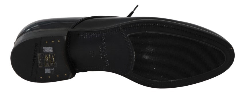 Dolce & Gabbana Polierte Derby-Schuhe aus blauem Leder