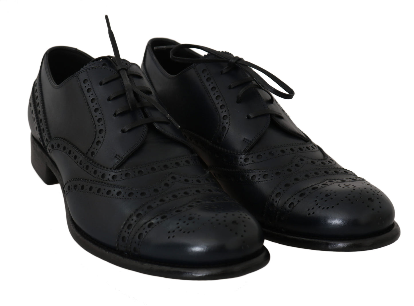 Dolce & Gabbana Dunkelblaue Leder Wingtip Oxford Dress Schuhe