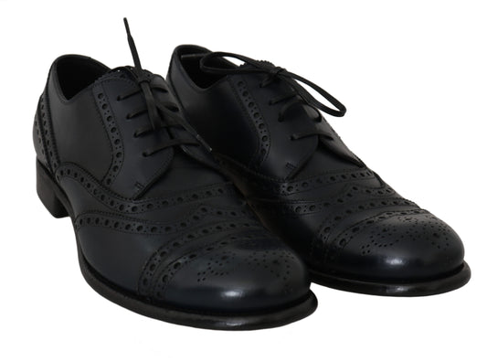 Dolce & Gabbana Dunkelblaue Leder Wingtip Oxford Dress Schuhe