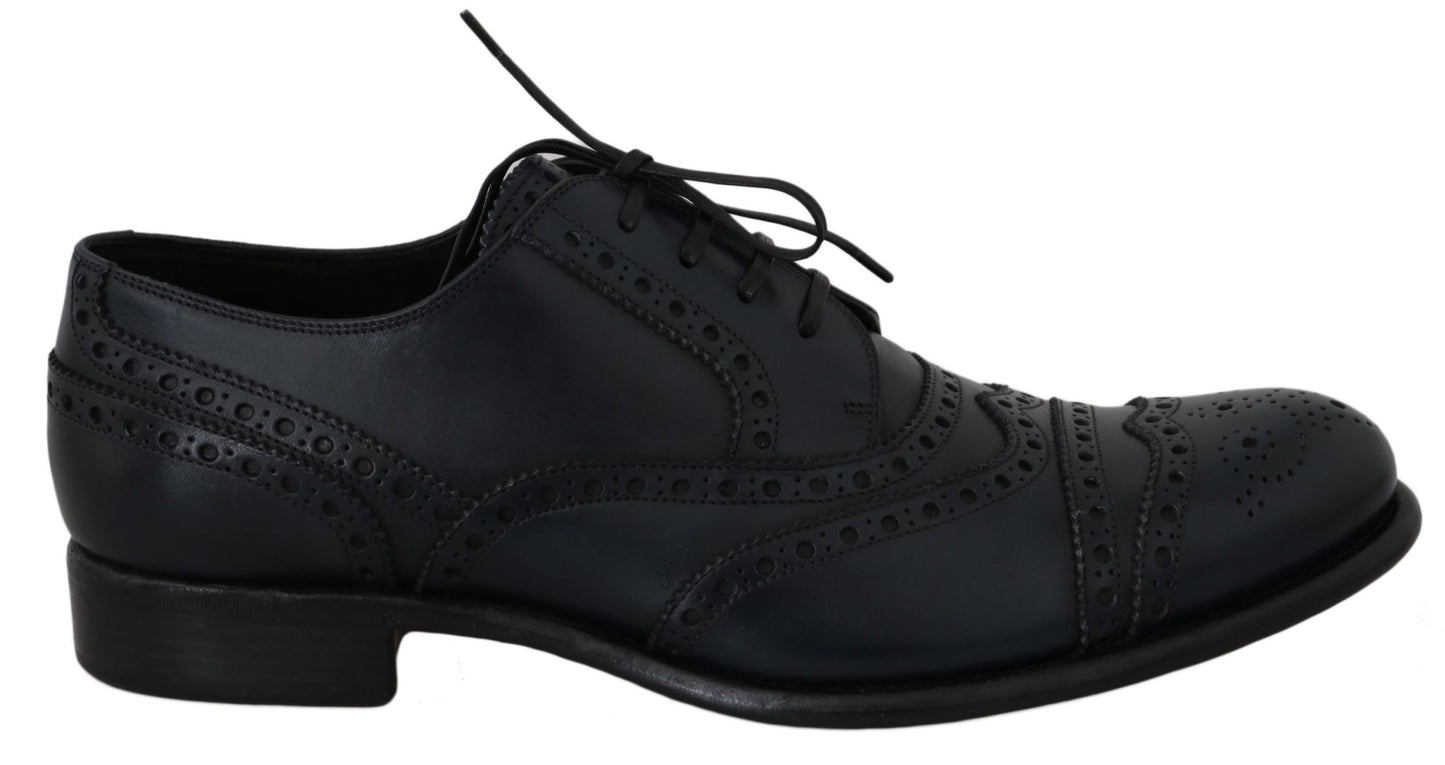 Dolce & Gabbana Dunkelblaue Leder Wingtip Oxford Dress Schuhe
