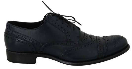Dolce & Gabbana Dunkelblaue Leder Wingtip Oxford Dress Schuhe