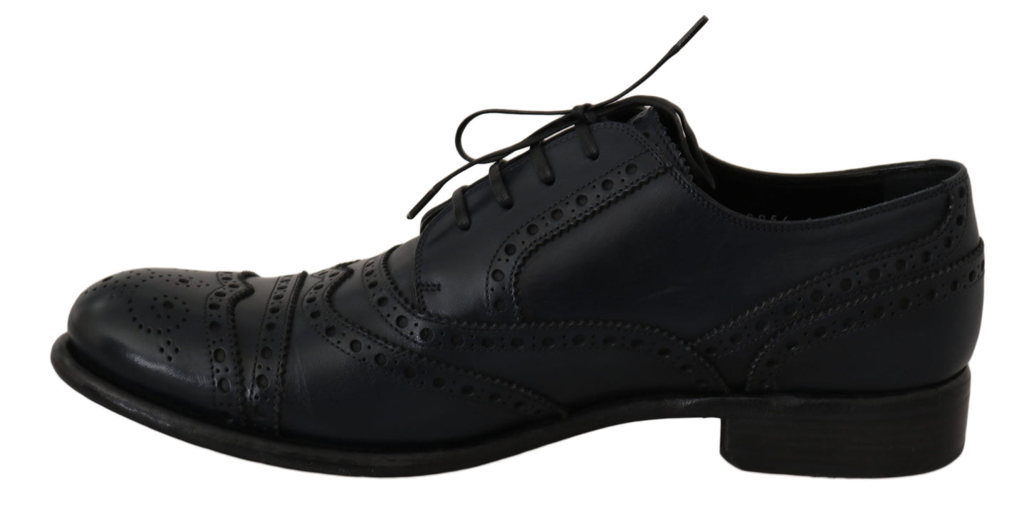 Dolce & Gabbana Dunkelblaue Leder Wingtip Oxford Dress Schuhe