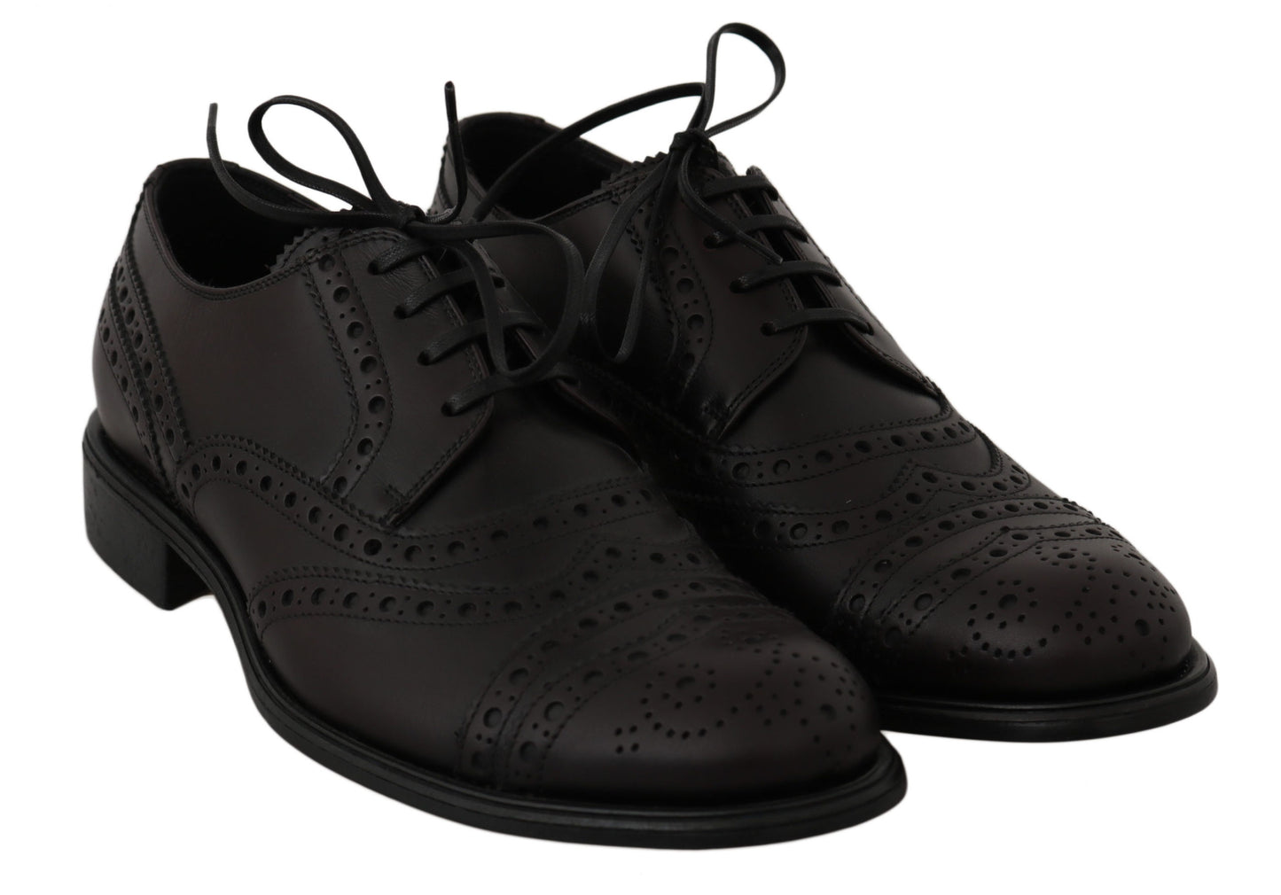 Dolce & Gabbana Schwarze Leder Wingtip Oxford Dress Schuhe