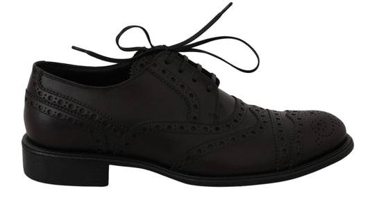 Dolce & Gabbana Schwarze Leder Wingtip Oxford Dress Schuhe