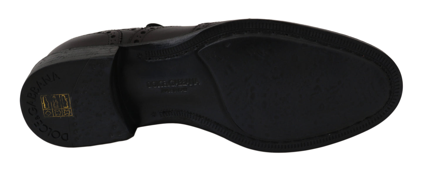 Dolce & Gabbana Schwarze Leder Wingtip Oxford Dress Schuhe