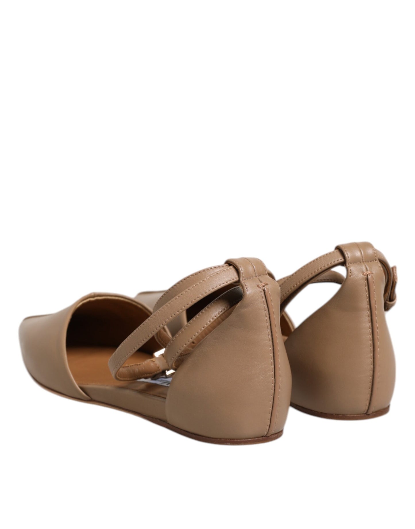 Max Mara Beige Leder spitze Zehe Sandalen Ballett flache Schuhe