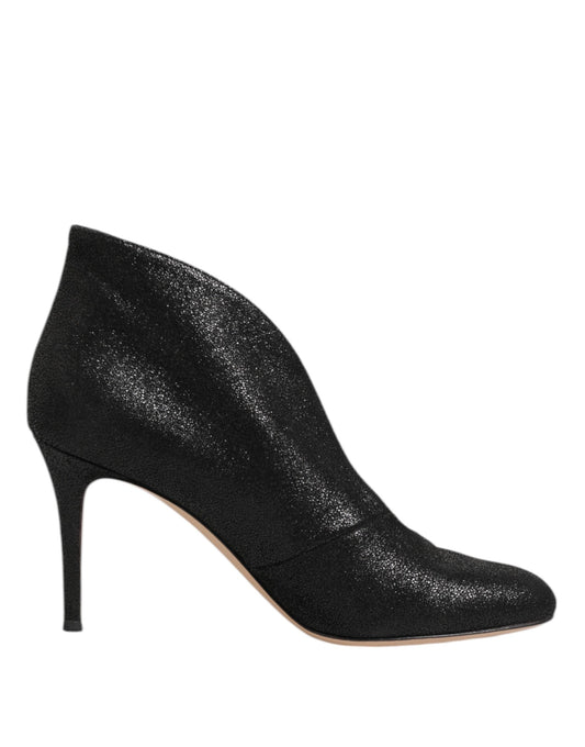 Gianvito Rossi Metallic Schwarz Pumpe Stiletto Heels Schuhe