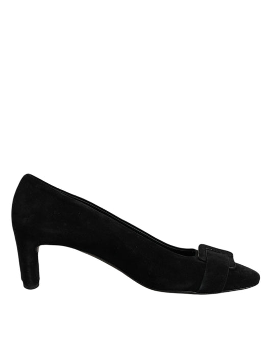 DEL CARLO Schwarz Wildleder Slip On High Heels Pumpe Schuhe