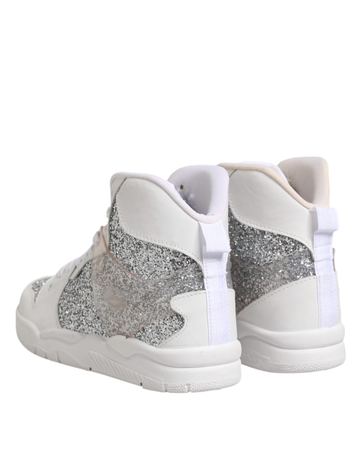 Chiara Ferragni Weiß Silber High Top Frauen Turnschuhe Schuhe