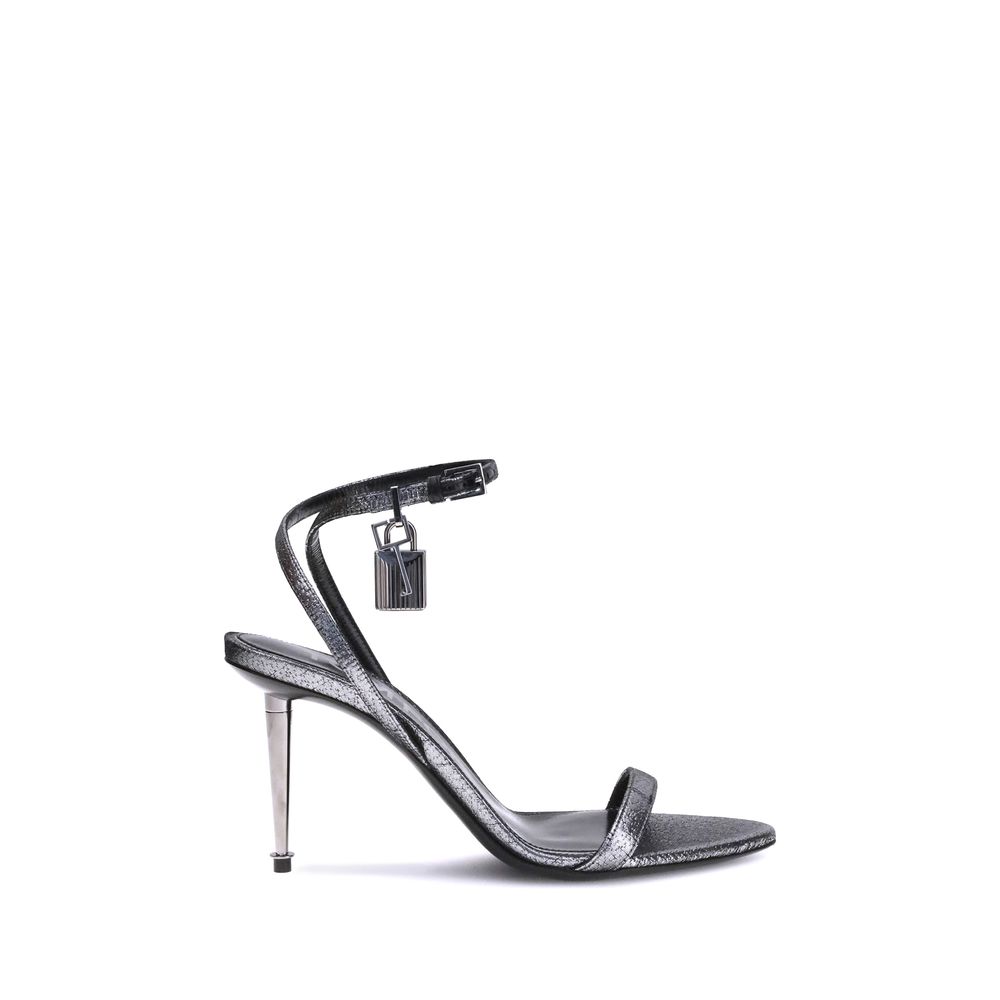 Tom Ford Silberne Kalb-Leder Bos Taurus Stilettosandalen