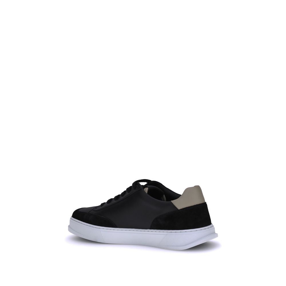 Ferragamo Schwarze Low-Top-Sneaker aus Kalbsleder Bos Taurus
