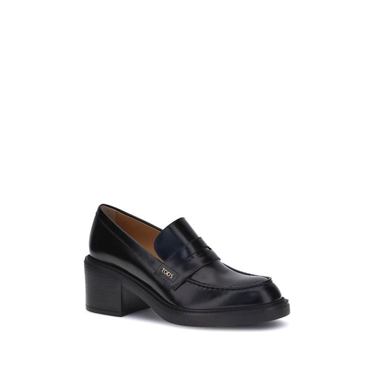 Tod's Schwarze Kalbshaut Bos Taurus Plateau-Loafer
