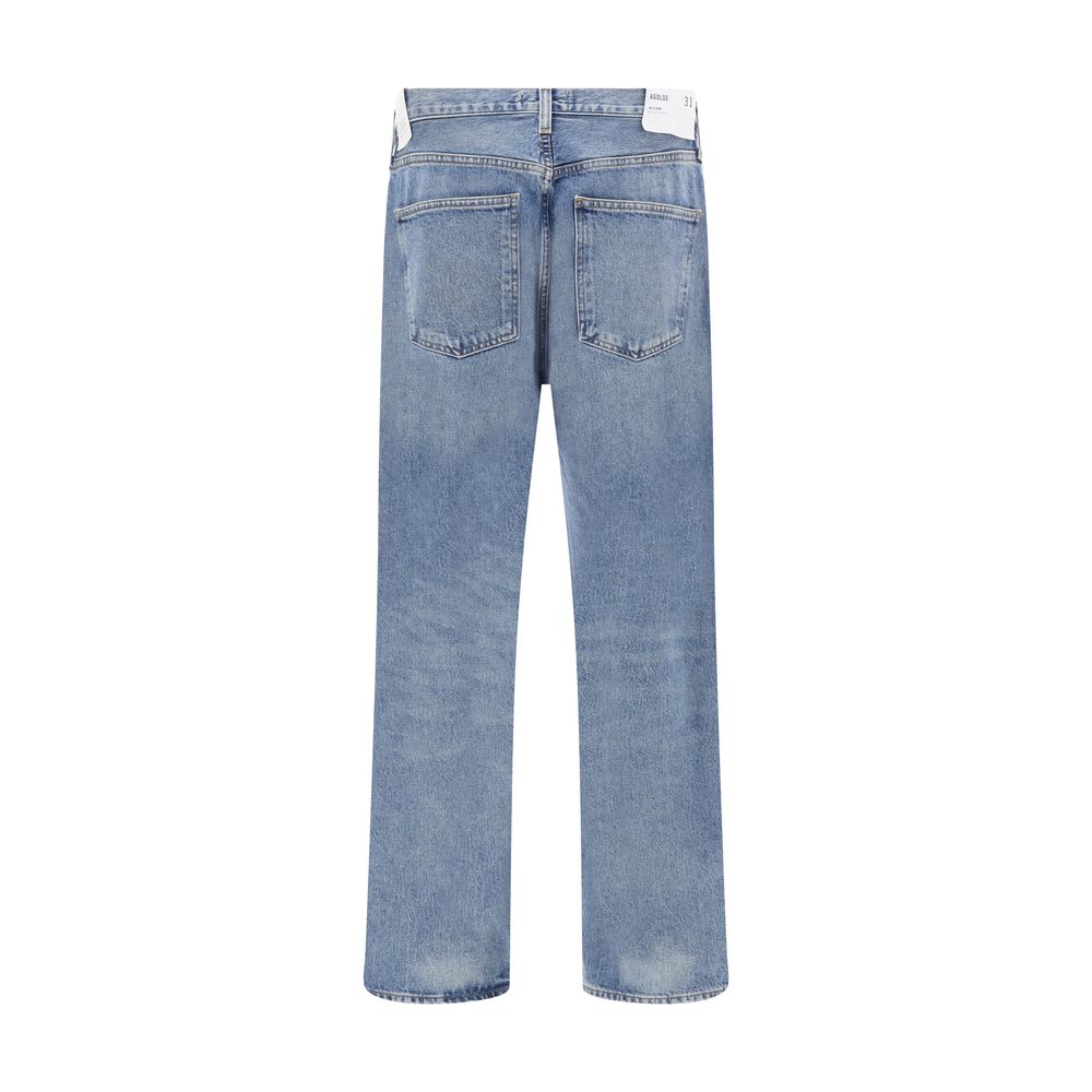 Agolde Hellblaue Baumwoll-Jeans mit geradem Beinverlauf