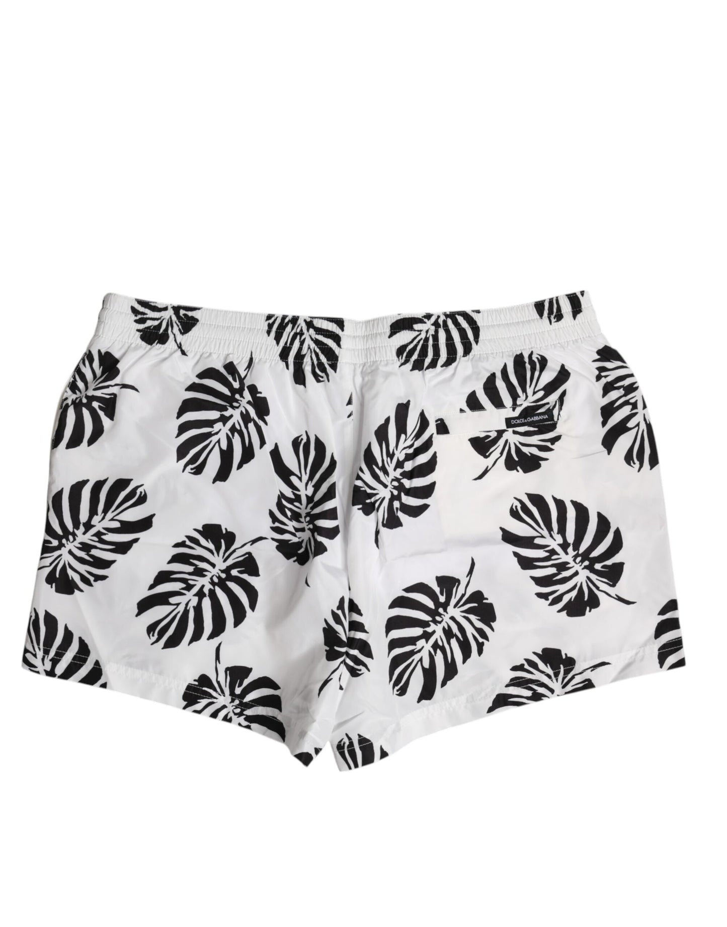 Dolce & Gabbana Weiß Schwarz Print Beachwear Shorts Bademode