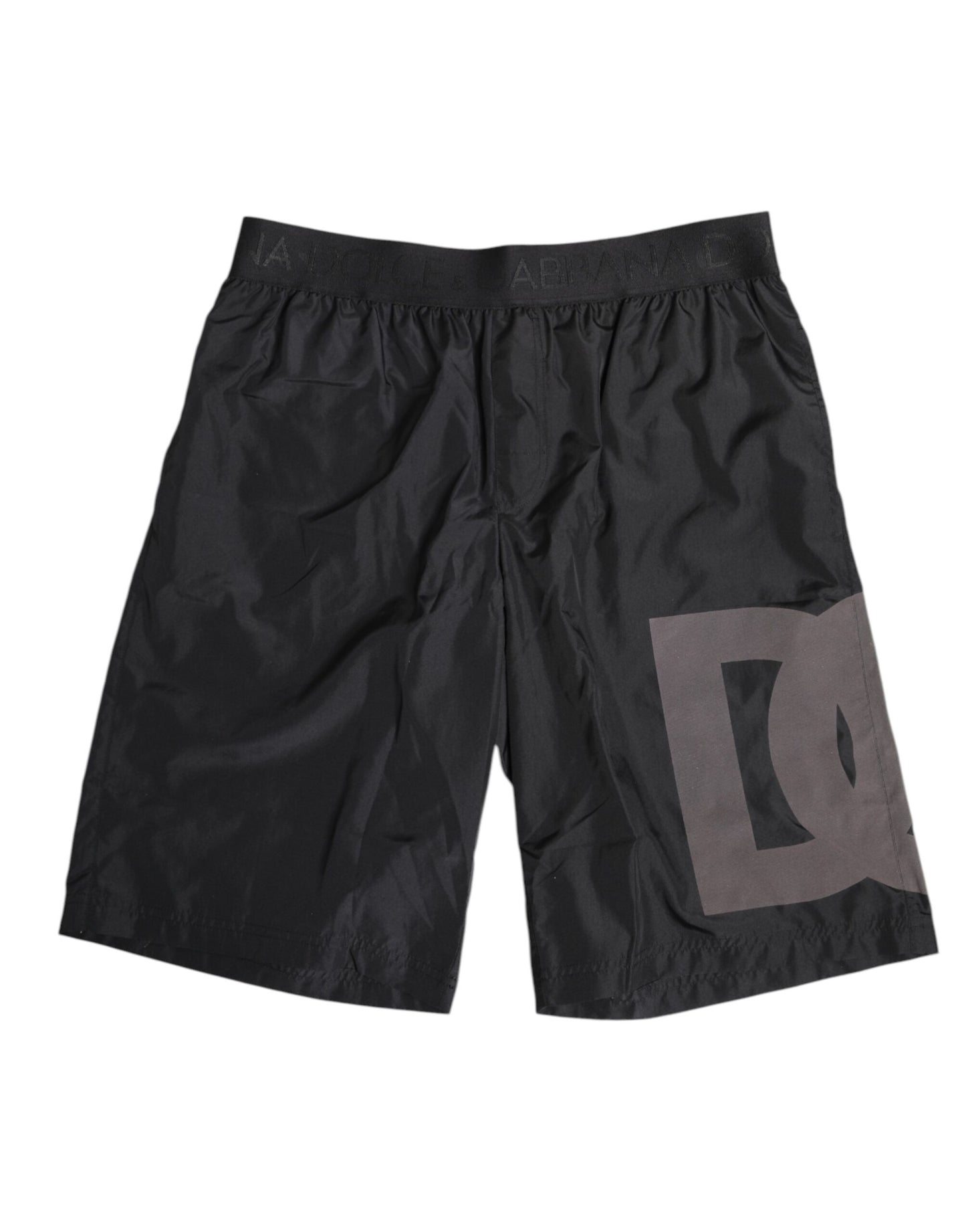 Dolce & Gabbana Schwarzer Logoprint Beachwear Männer Shorts Bademode
