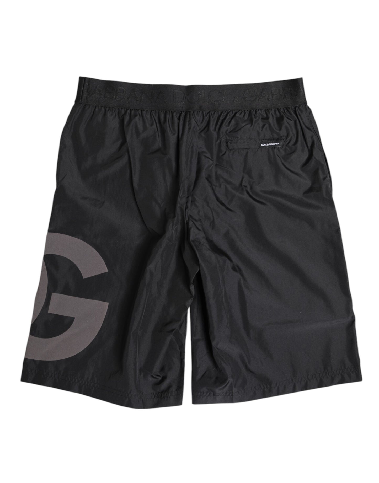 Dolce & Gabbana Schwarzer Logoprint Beachwear Männer Shorts Bademode