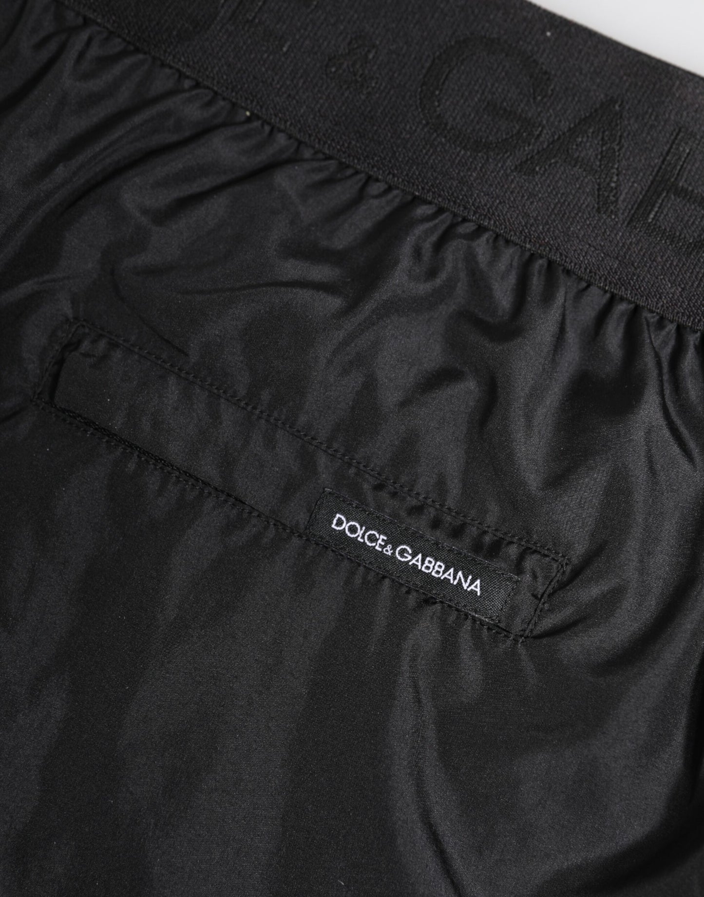 Dolce & Gabbana Schwarzer Logoprint Beachwear Männer Shorts Bademode