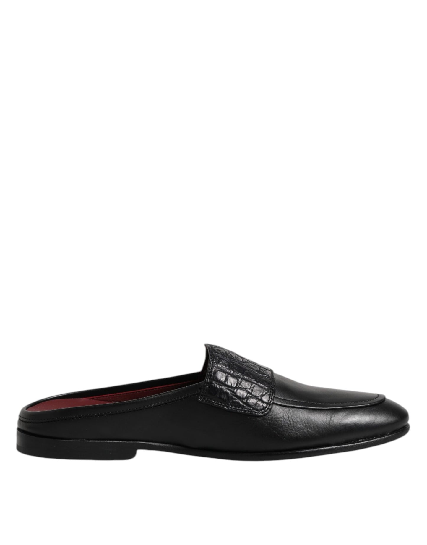 Dolce & Gabbana Schwarze Kalbsleder Slipper Schuhe