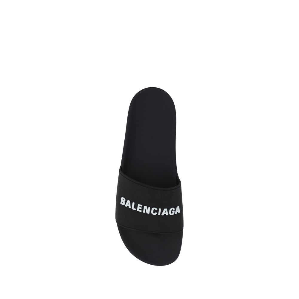 Balenciaga Flache Gummisandalen in Schwarz