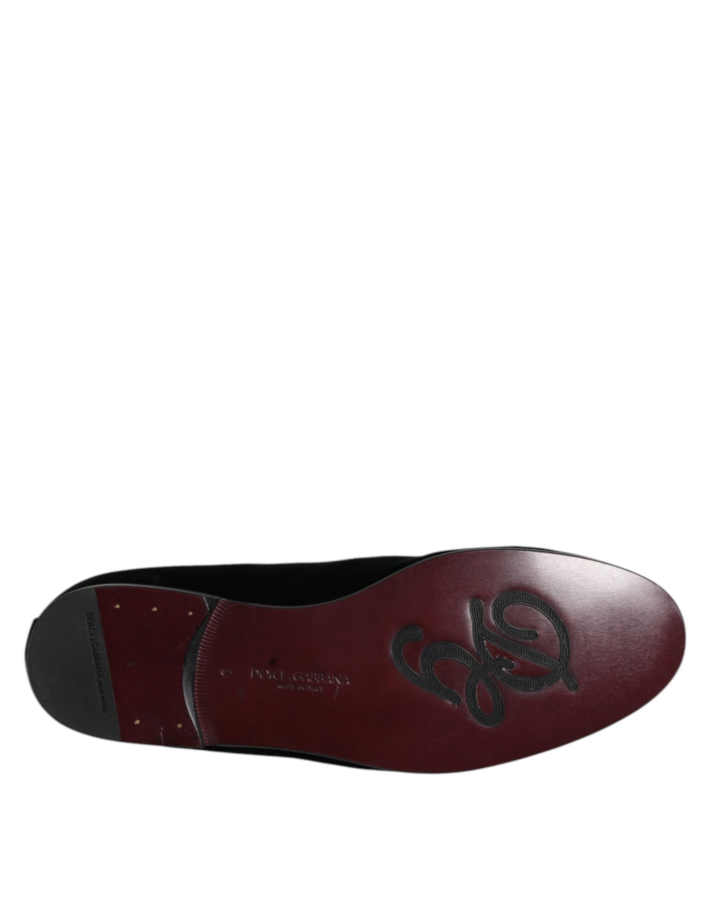 Dolce & Gabbana Schwarzer Samt verschönert Loafer Slip On Schuhe
