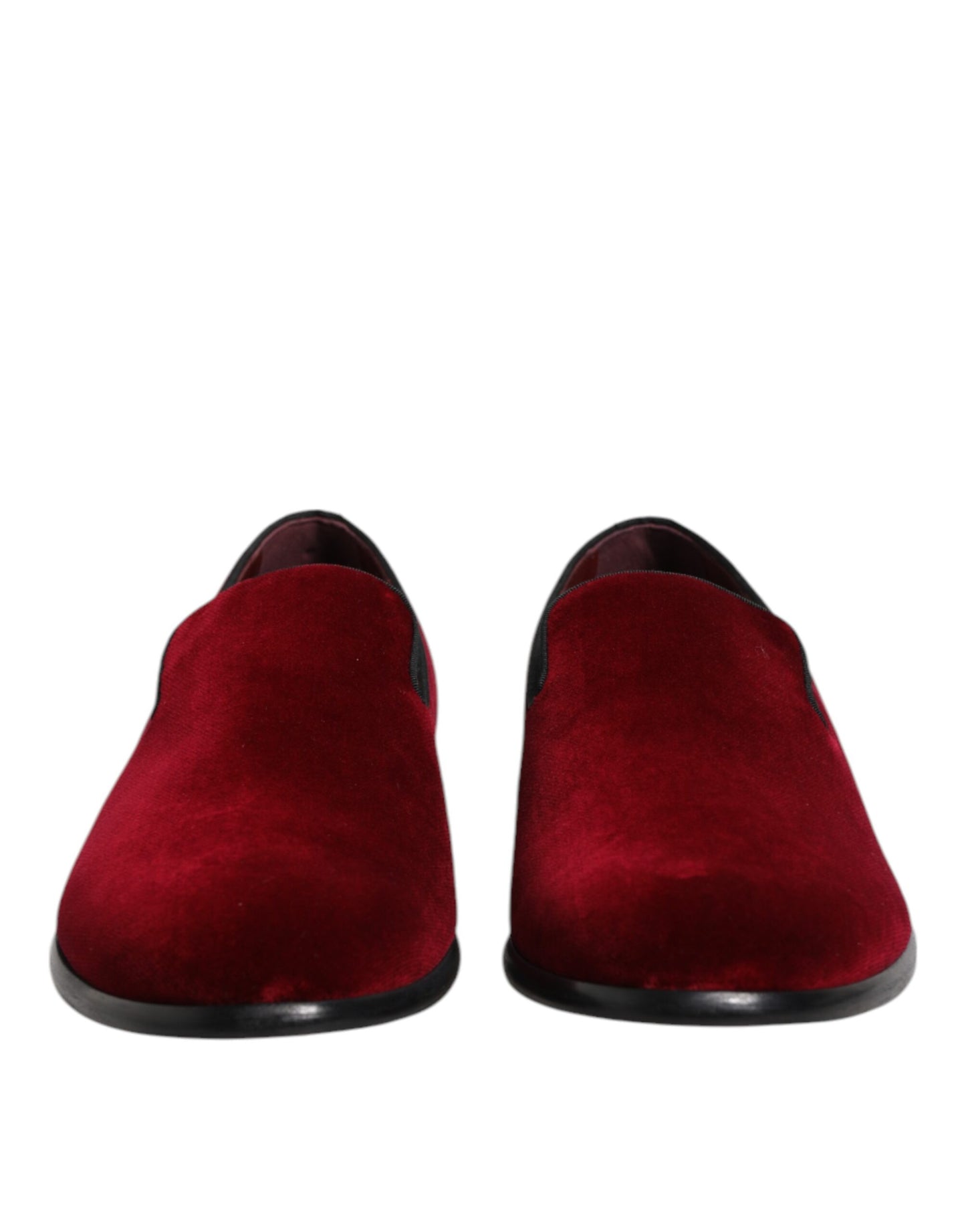 Dolce & Gabbana Rote Baumwolle Samt Slip On Loafers Formelle Schuhe