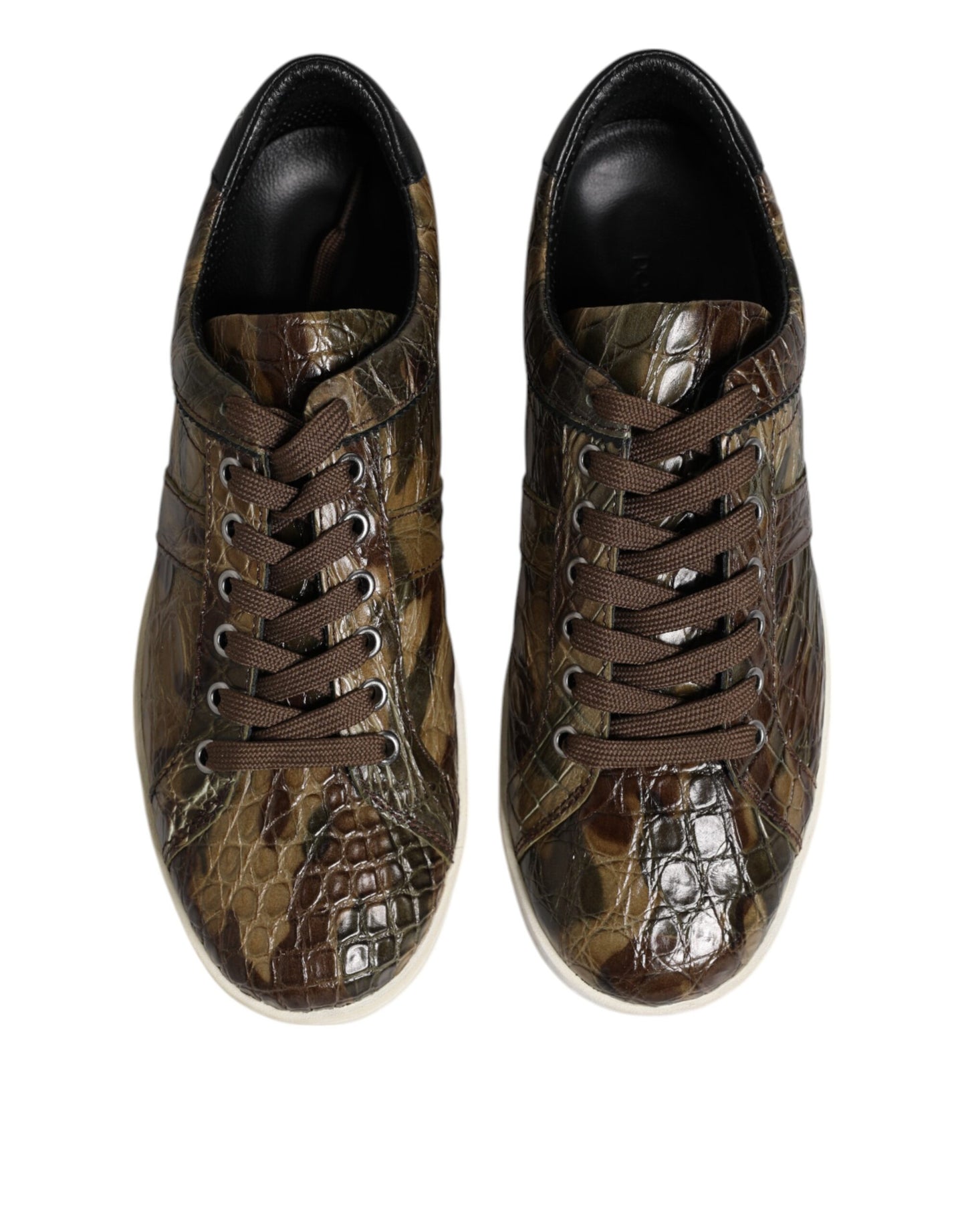 Dolce & Gabbana Braune Exotische Leder Low Top Sneakers Schuhe