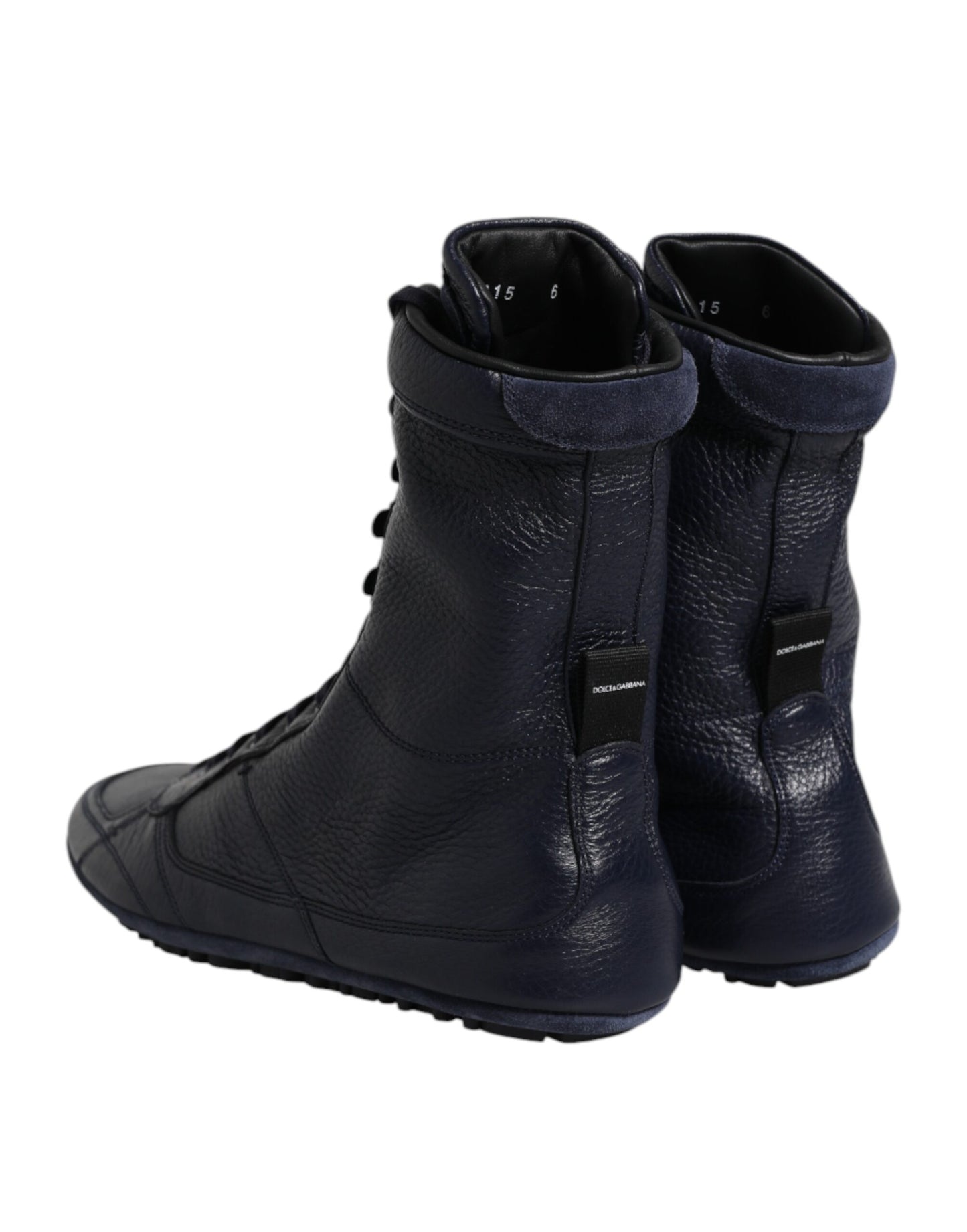 Dolce & Gabbana Dunkelblau Leder KING High Top Sneakers Schuhe