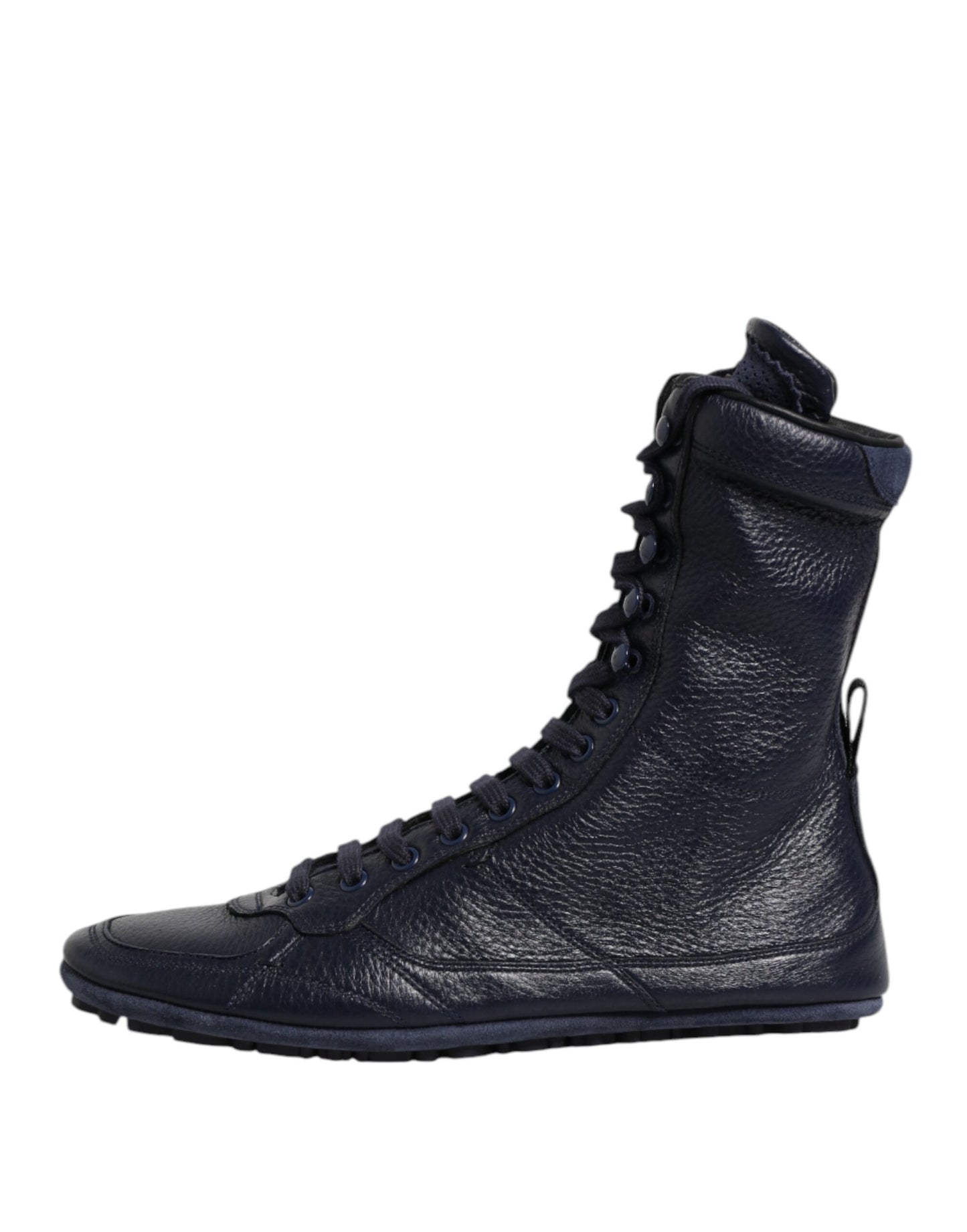 Dolce & Gabbana Dunkelblau Leder KING High Top Sneakers Schuhe
