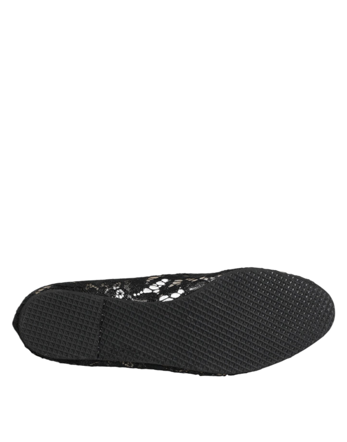 Dolce & Gabbana Schwarz Taormina Spitze Slip On Flats Schuhe