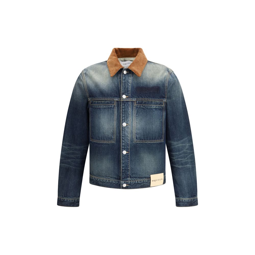 Alexander McQueen Baumwoll-Denim-Jacke in Blau
