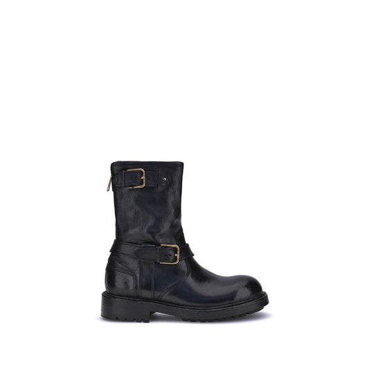 Dolce & Gabbana Schwarze Kalbshaut Bos Taurus Schnürstiefel